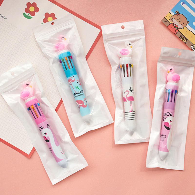 Pulpen 10 Warna KARAKTER Flamingo Unicom Lucu termurah Untuk Hadiah/stationery Sekolah office bagus