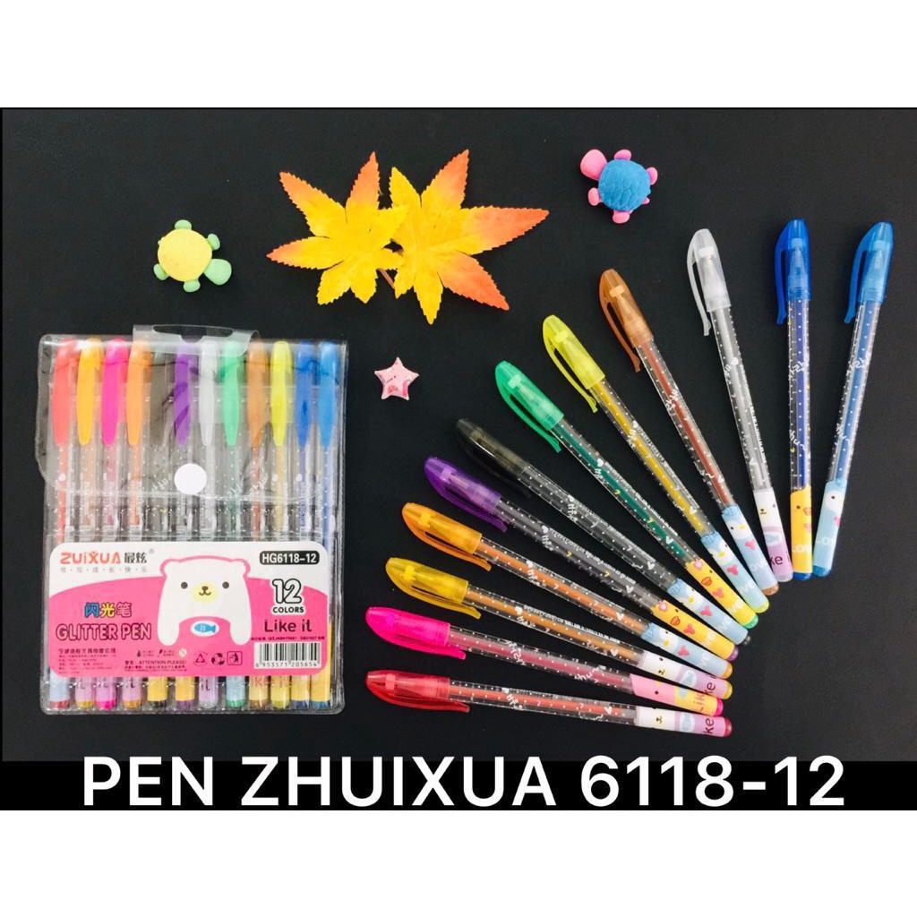 

ROYALE STATIONARY - ZUIXUA PULPEN GEL / PEN GEL WARNA GLITTER FANCY ISI 12 TEBAL 1.0MM