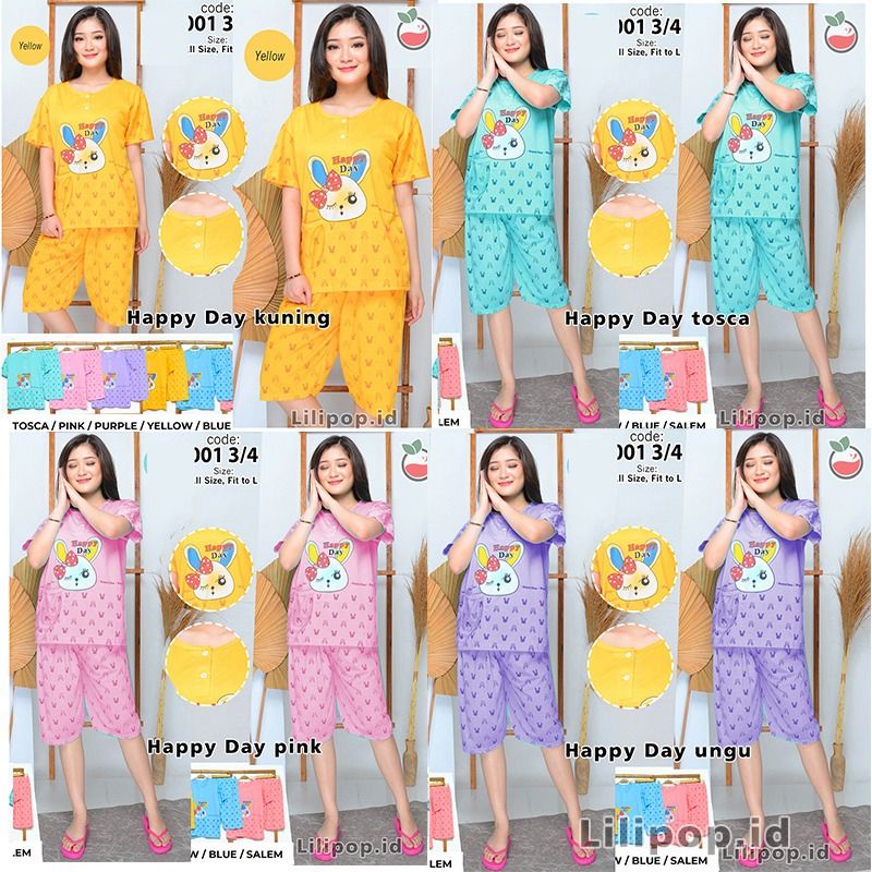 SUNCHERY COD BAJU TIDUR 3/4 ALL SIZE/BABYDOLL KEKINIAN MURAH/SLEEPWEAR WANITA-7