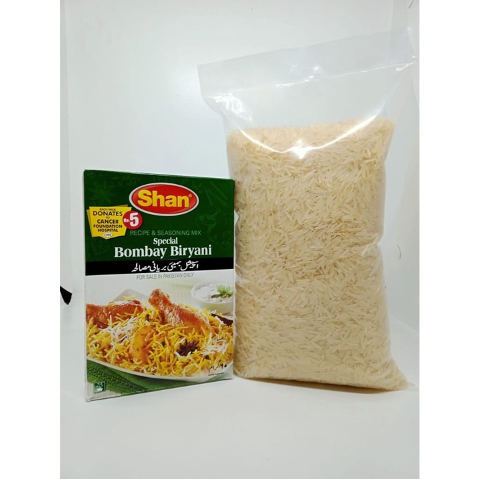 

978qW Paket Basmati 1 Kg + Shan Bumbu Instant Briyani 1 W5Q0112