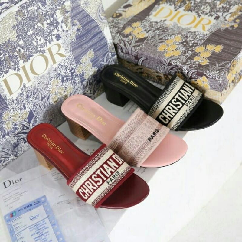 Diorrr Dway Heeled slides (Pls baca deskripsi lengkap)