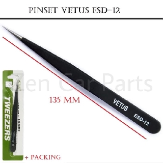 Pinset Vetus tweezer tweezers lurus lancip koil Elektrik ESD-12 135mm 13.5cm HRC40 Kecantikan Komedo Coil Recoil Tweezers Beauty ESD 12