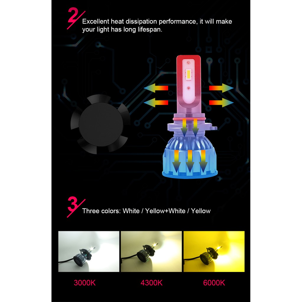 BULB H11 LED 3 Warna. Solusi Terang di Semua kondisi Cuaca K8 import lampu mobil motor high quality