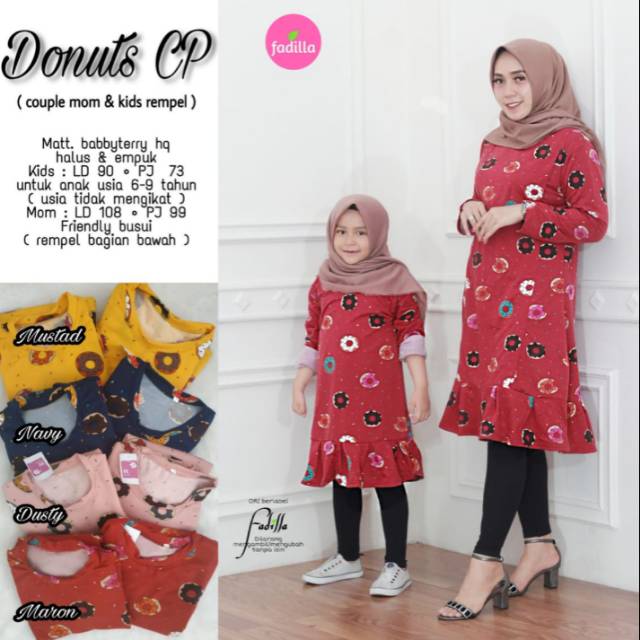 TUNIK COUPLE MOM AND KIDS/TUNIK IBU DAN ANAK/TUNIK COUPLE MURAH/TUNIK DONUT COUPLE