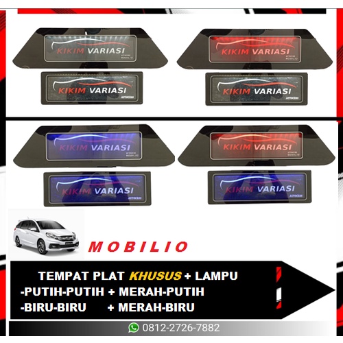 TEMPAT PLAT KHUSUS MOBILIO + LAMPU (BIRU &amp; PUTIH)