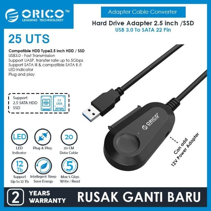 Adapter to USB3.0 ORICO 25UTS 2.5 inch SATA3 SSD HDD Adapter to USB3.0