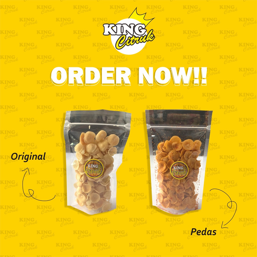 

Makanan Ringan Renyah Kriuk King Citruk Gurih Asin Original Pedas Extra Pedas