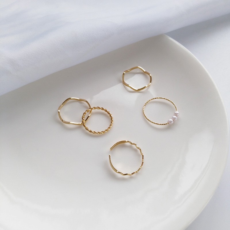 Korea 5 Sets of ring Simple Jewelry for Women Rings Accessories