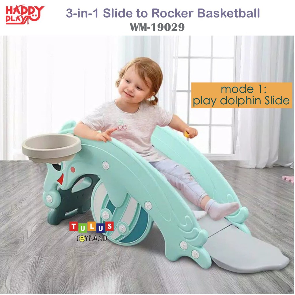 Perosotan Kuda kudaan Happy Play 3 in 1 Slide Rocker Basketball 3in1 Jungkat Jungkit Rocking Horse