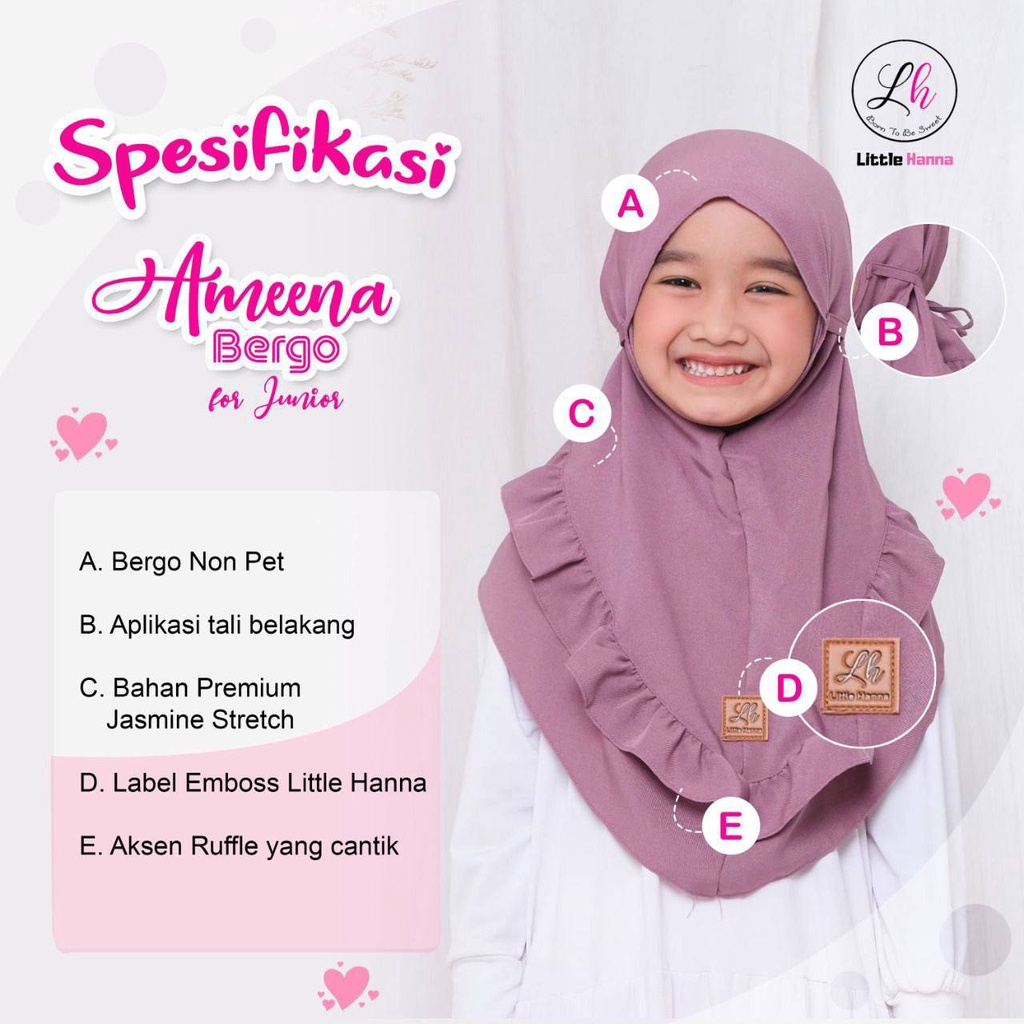 Jilbab anak Ameena Bergo By little Hanna