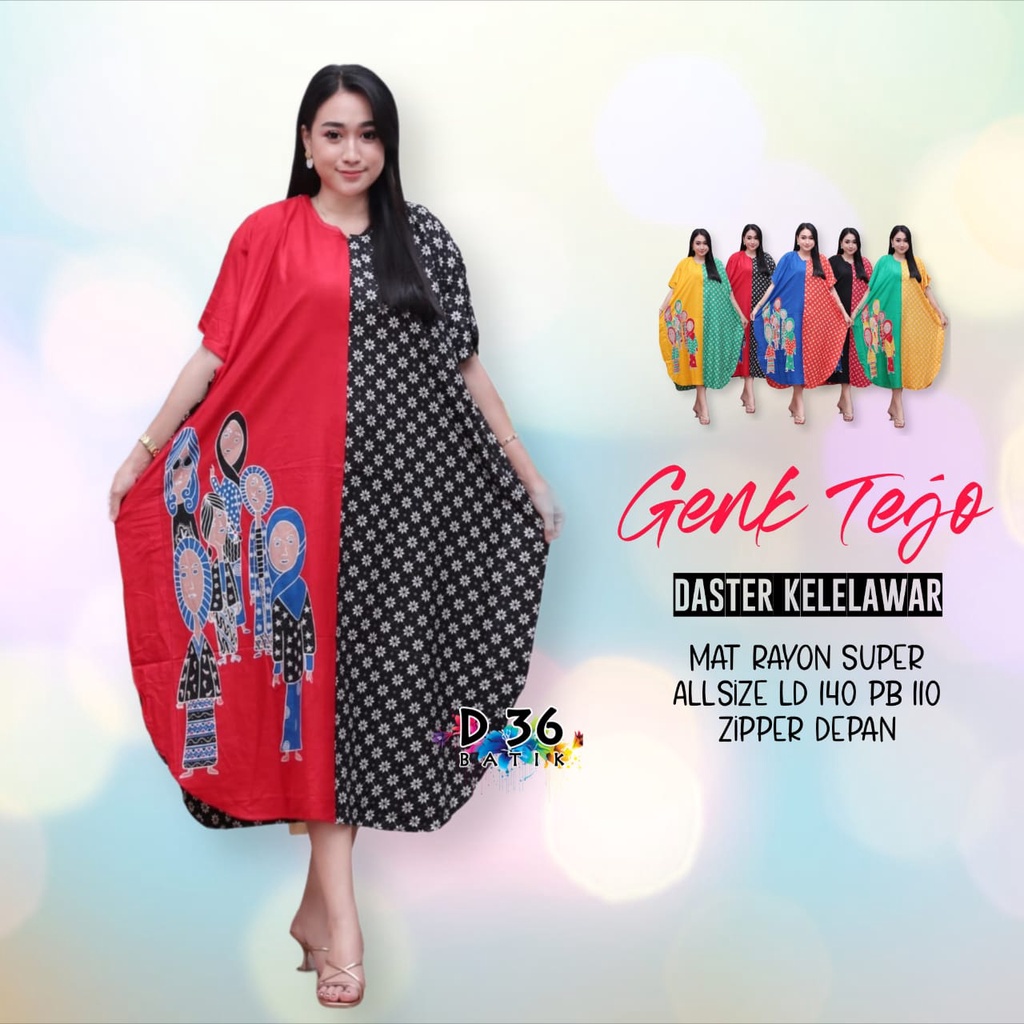 Daster Genk Tejo Kelelawar Semerbak Batik Pastel Baju Tidur Kartun Jumbo Santai Casual Home