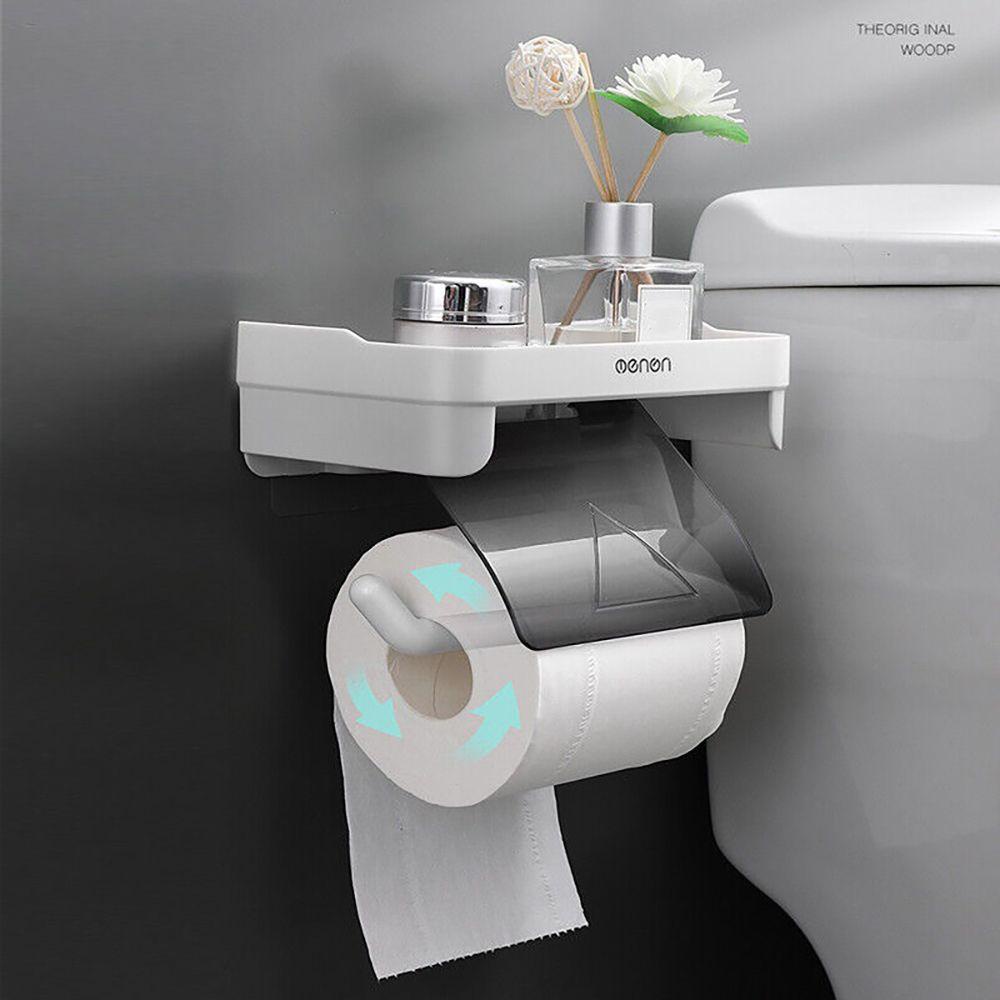 Solighter Toilet Paper Holder Aksesori Kamar Mandi Dipasang Di Dinding Tanpa Pelubang Penyimpanan Kertas Dapur Roll/Dispenser Kertas Serut