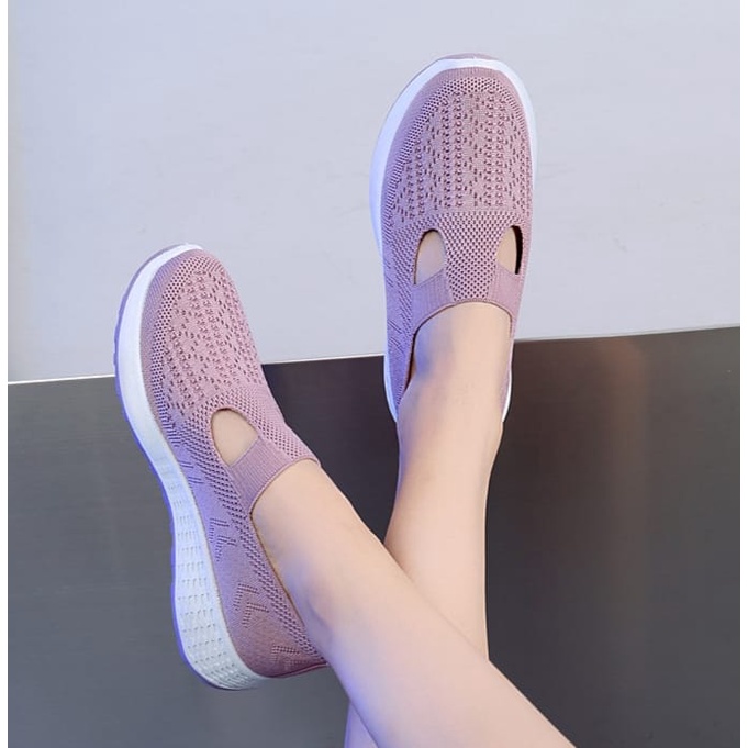 FREE BOX Sepatu Slip On Wanita Fashion Motif 2V  Premium Quality LV0156
