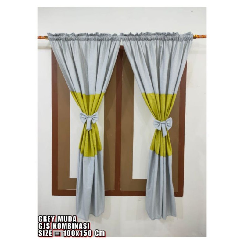 Gorden Jendela Serut Polos Embos Tali Pita Uk 100x150