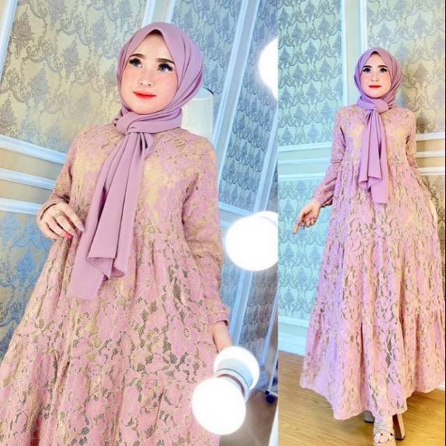 Dress brokat babydoll original shellasaukia