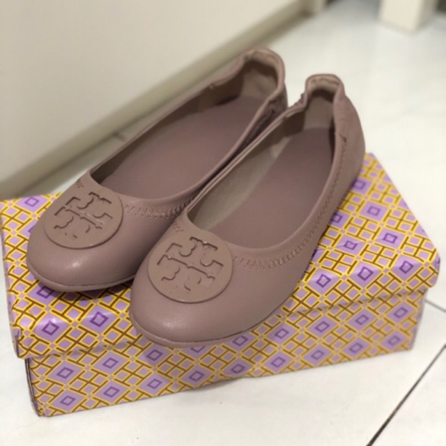 French Gray Tory Burch Minnie Travel Ballet Flat shoes (Semi premium)