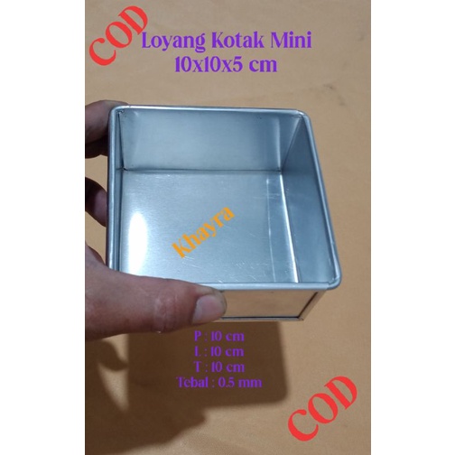 Loyang Kotak Mini 10x10x5 cm/Loyang Brownies Mini/Loyang kotak