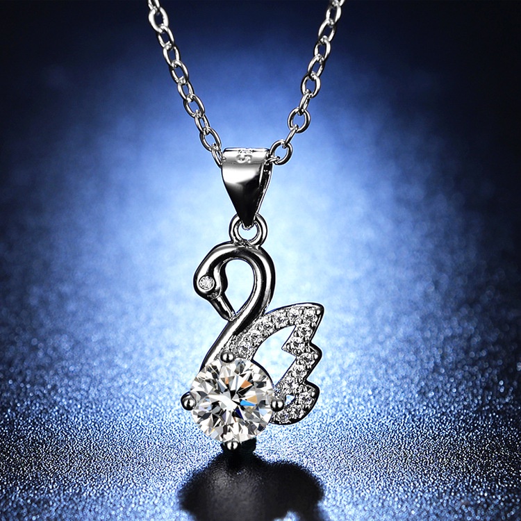 925 perak murni Little Swan Pendant Kalung berlian kalung untuk wanita Moissanite perhiasan fashion sederhana gaya Korea