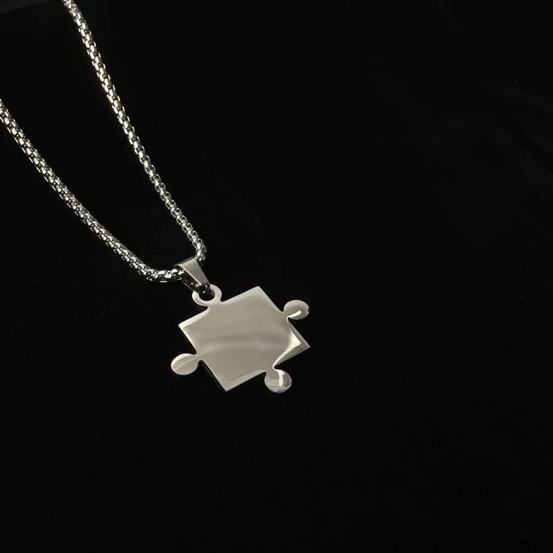 Couple Puzzle Necklace Accessories Simple Fashion Personality Pendant