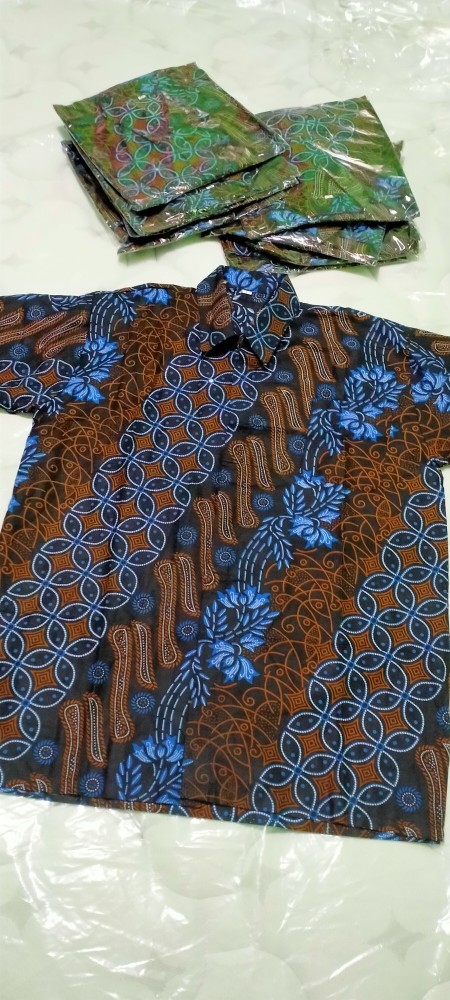 Bswart Batik Hrb026 Kenongo Hem Pendek Padi Pekalongan M L Xl Batik Pria Murah Modern Grosir