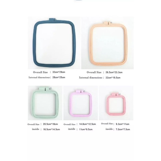 Pembidang plastik bentuk kotak (satuan) - Embroidery hoop square