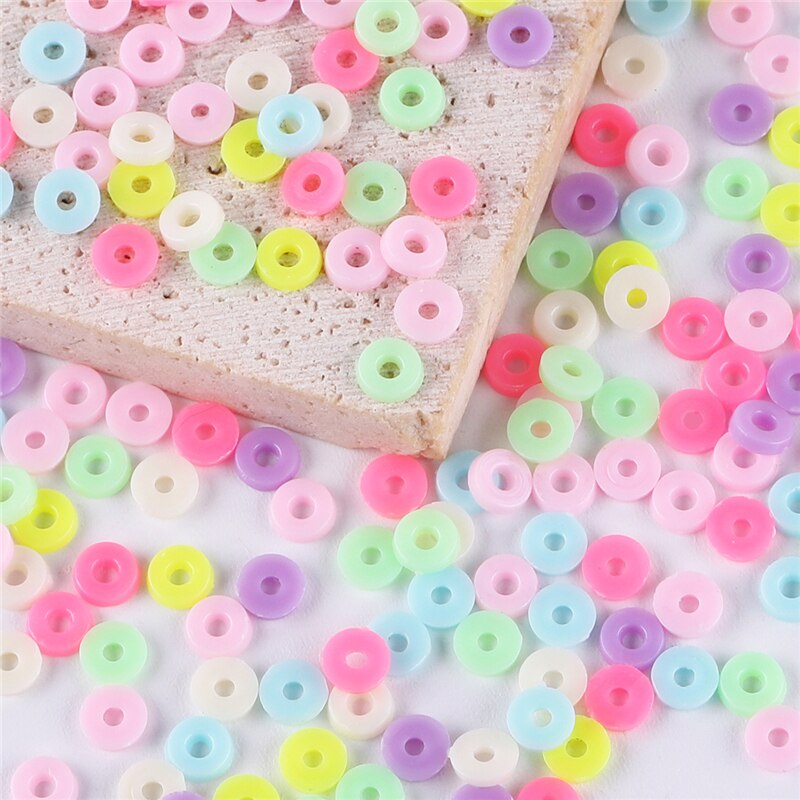 30g / Kantong 800pcs Manik-Manik Bulat Flat Polymer Resin Ukuran 6mm Untuk Membuat Perhiasan Handmade Diy