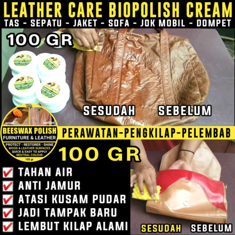 LEATHER CARE CREAM BIOPOLISH BEESWAX POLISH PERAWATAN KULIT PENGKILAP SEMIR TAS SEPATU JAKET KULIT