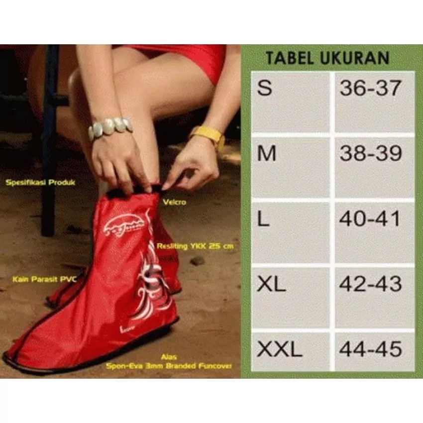 Cover Shoes FUNCOVER Tribal MERAH, Jas Hujan Buat Sepatu