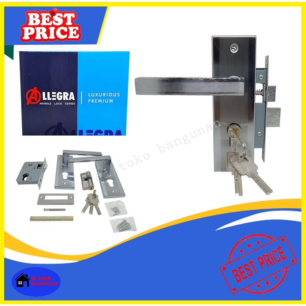 Kunci Pintu Kecil Plat 1 Set Handle Gagang Konci Pintu Set Allegra ES SN