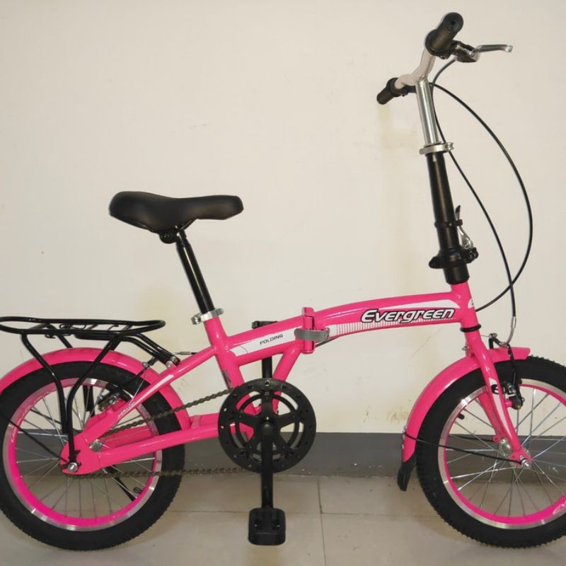 SEPEDA LIPAT 16 INCH EVERGREEN FOLDING BIKE -  PINK PROMO MURAH