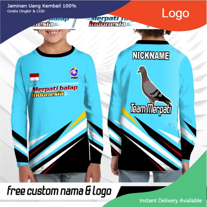 Baju Jersey Merpati balap/tinggi/kolong ,Kaos Jersey Anak lengan panjang