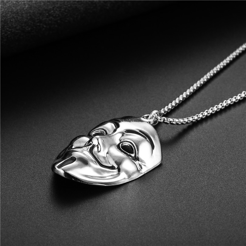 Kalung Liontin Topeng V For Vendetta Bahan Stainless Steel