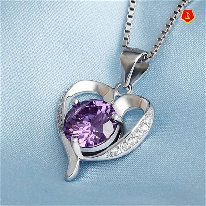 [Ready Stock]Heart Necklace Women's Fashion Jeweled Pendant