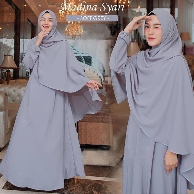 ✕(COD) KZAHRA Fashion - MADINA SYARI SET HIJAB CADAR / Baju Gamis Wanita Terbaru 2021 / Gamis Syari