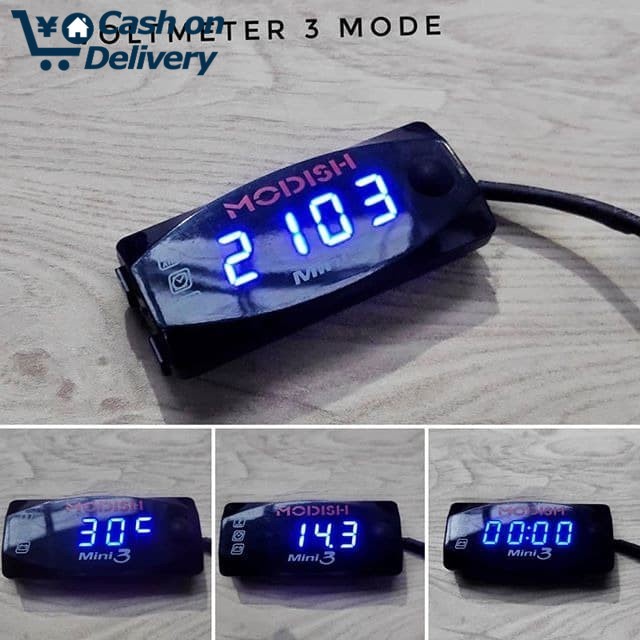 COD 3 IN 1 VOLT METER AKI JAM DAN UKUR SUHU 3 FUNGSI VOLTMETER DIGITAL