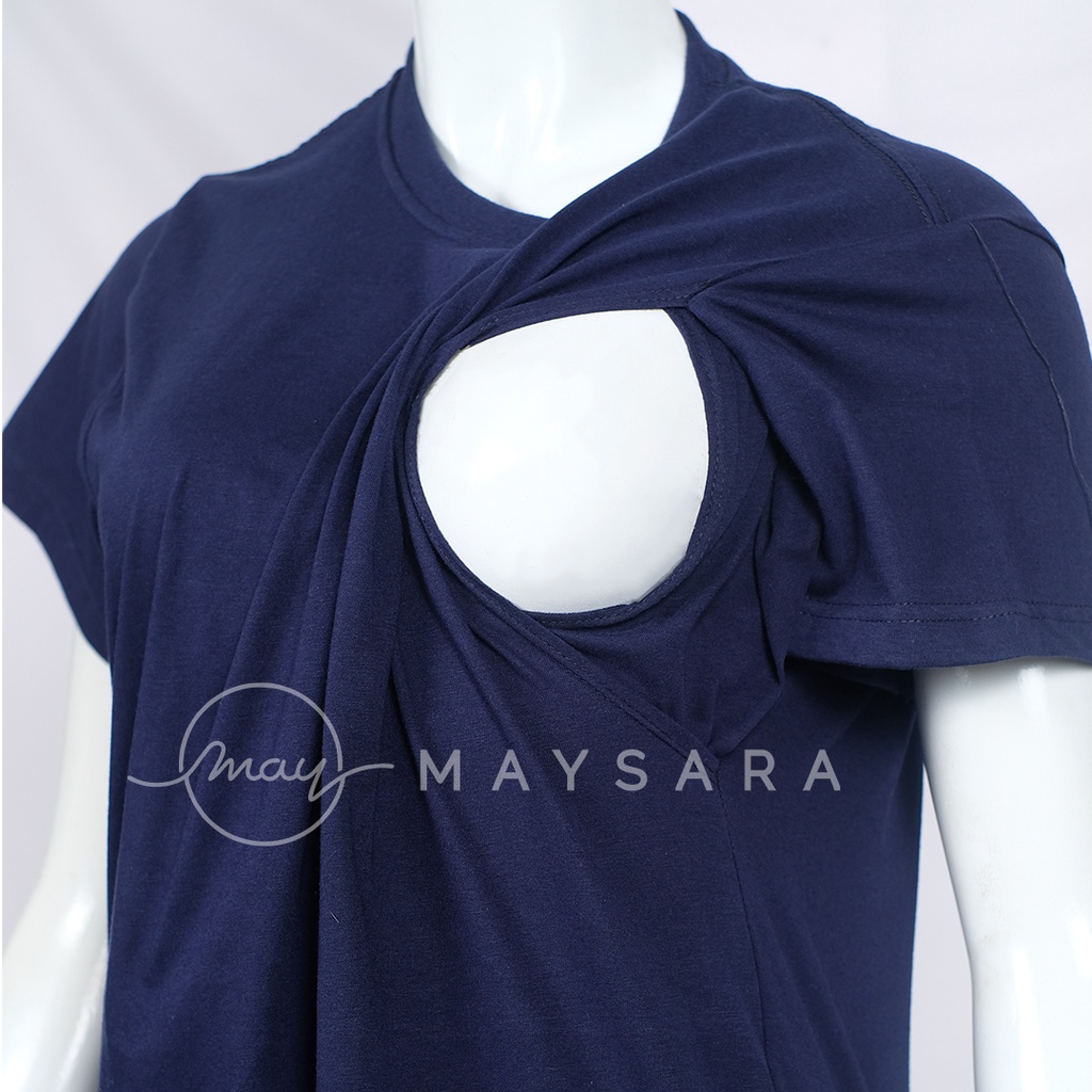 Baju menyusui bukaan samping atasan maysara-CN07-NavyBlue