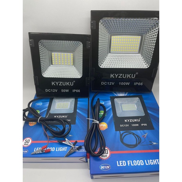 Lampu Led Sorot 12v dc 50w/100w putih Kap Big Power Floodlight DC 12V 50W/100W + Kabel jepit aki 1.5m/ kap