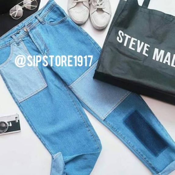 ZJL BOYFRIEND JEANS NONSTRETCH  TWO TONE BOYFRIEND / ZIG LINE BOYFRIEND JEANS / MOUREEN FRINGE BF ✅