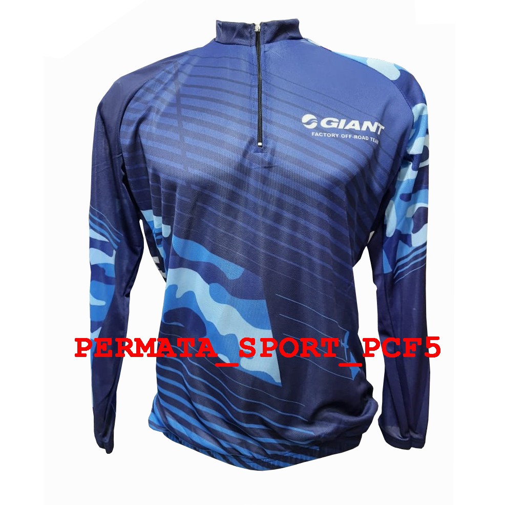 Kaos Sepeda Lengan Panjang_Giant Warna Biru
