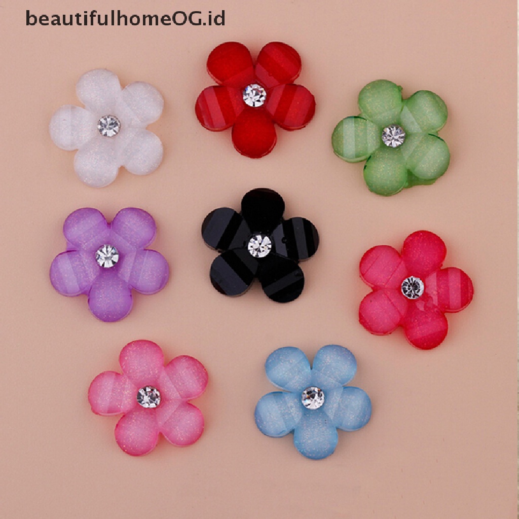 20 Pcs Bunga resin Ukuran 10mm Untuk Scrapbook