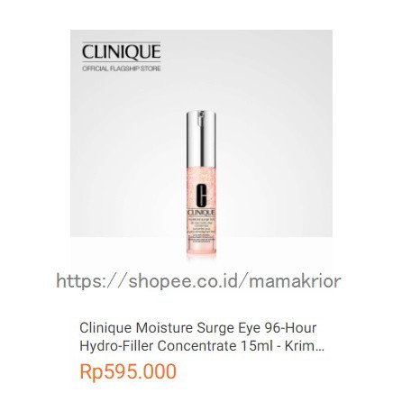 15ml Clinique Moisture Surge Eye 96-Hour Hydro-Filler Concentrate (FULL SIZE) - pelembab Mata (gel).