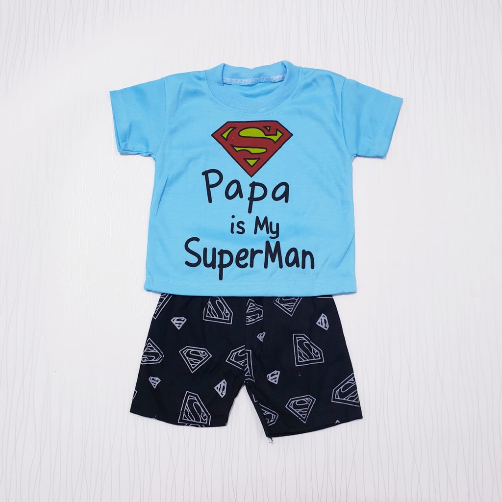 setelan anak cowo papa is my superman pakaian anak baju anak