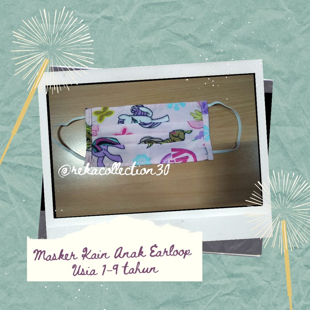 MASKER KAIN ANAK KARAKTER EARLOOP KUDAPONI TK PAUD GRATIS ONGKIR SE-INDONESIA