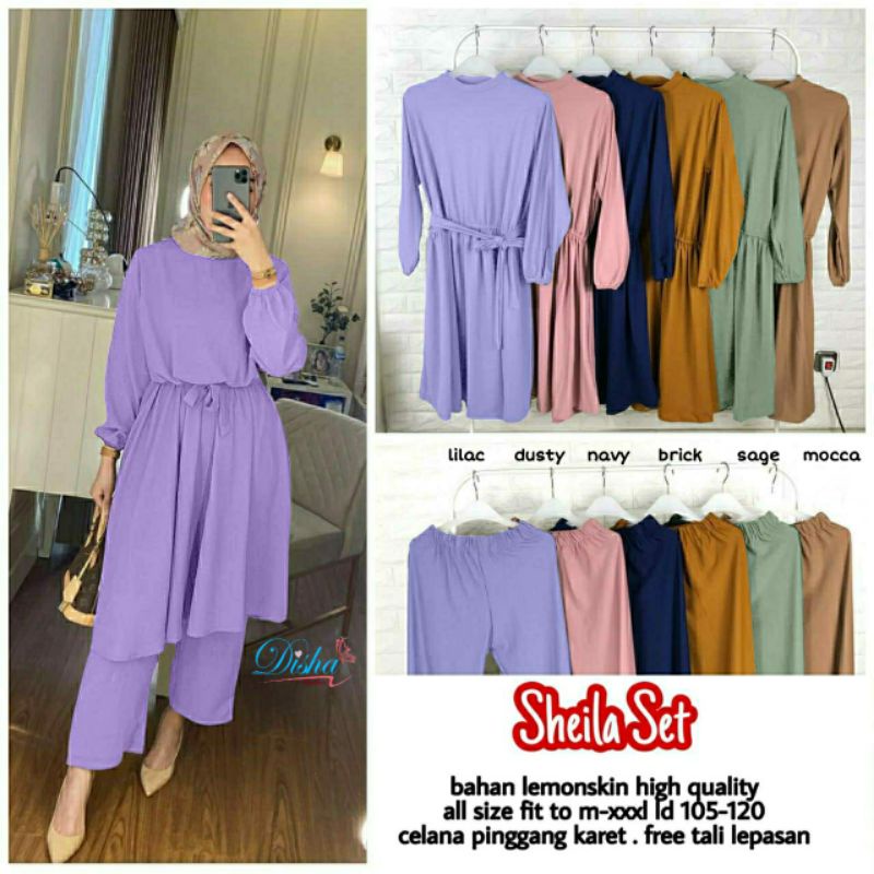 Sheila set setelan wanita setelan tunik tunik jumbo setelan muslim