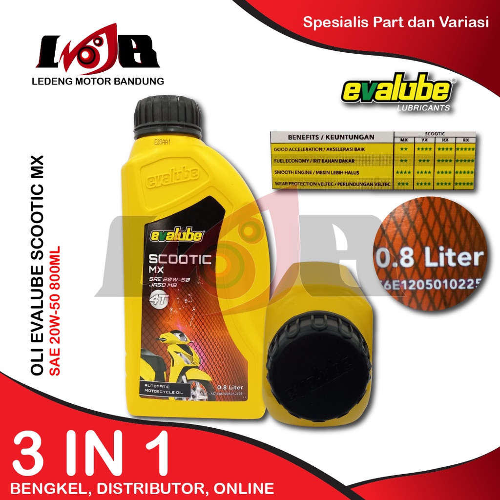 Evalube Scootic MX Oli Mesin Motor Matic Universal Oil Scooter Vespa Honda Yamaha Suzuki 4 Tax 800ml