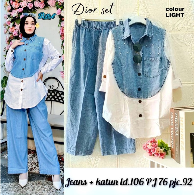 Setelan Jeans Wanita Terbaru Kekinian Dior Set By Billal Keren Model Kekinian