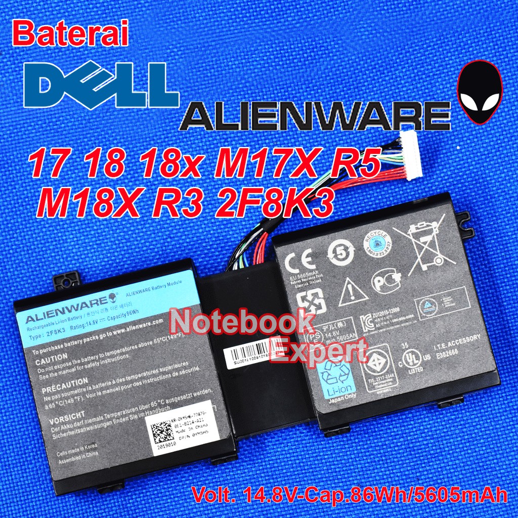 Original Baterai DELL Alienware 17 18 18x M17X R5 M18X R3 2F8K3