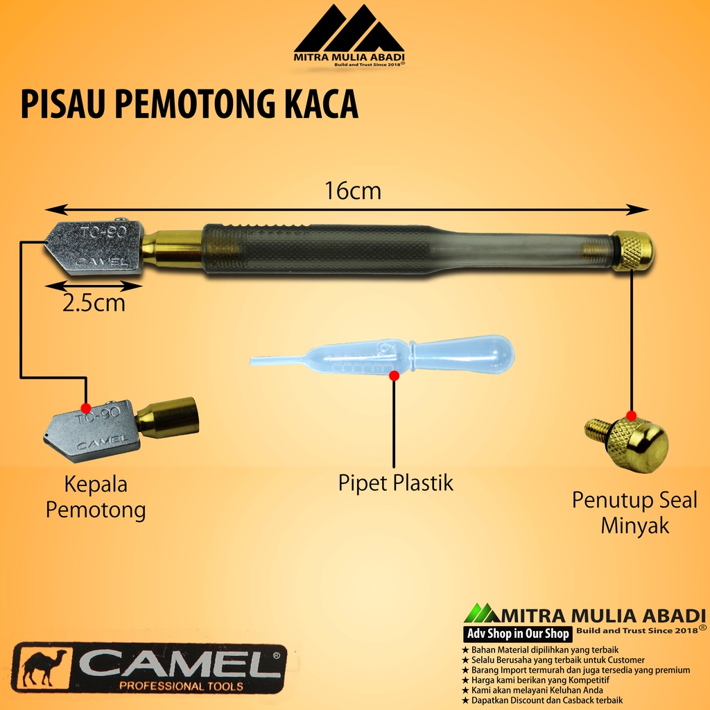 Pisau kaca / Alat Pemotong Heavy Duty / Pisau Potong Kaca HD Camel