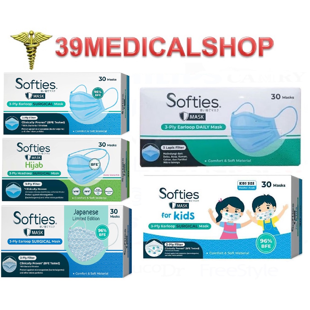 SOFTIES DAILY MASK 3PLY ISI 30- SOFTIES SURGICAL MASK 3PLY ISI 30- SOFTIES DAILY SPESIAL EDISI BATIK