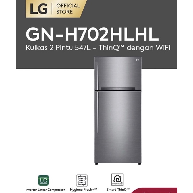 LG Kulkas GN-H702HLHL 2 Pintu Smart Inverter 702HLHL ThinQ Wifi